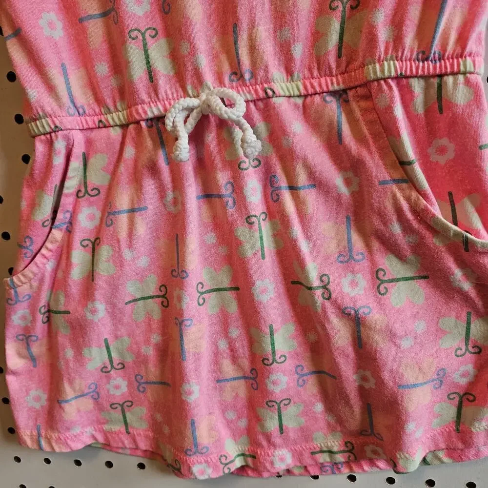 Bobbie Brooks Girls Dress Size S 6/6X Pink With Butterflies And Flowers LNC